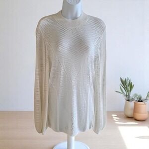 Outlet WHBM Mock Neck Pointelle Pullover Style 570360487- Sz M